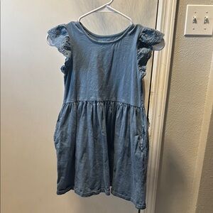 Blue Sleeveless Dress with Lace Details